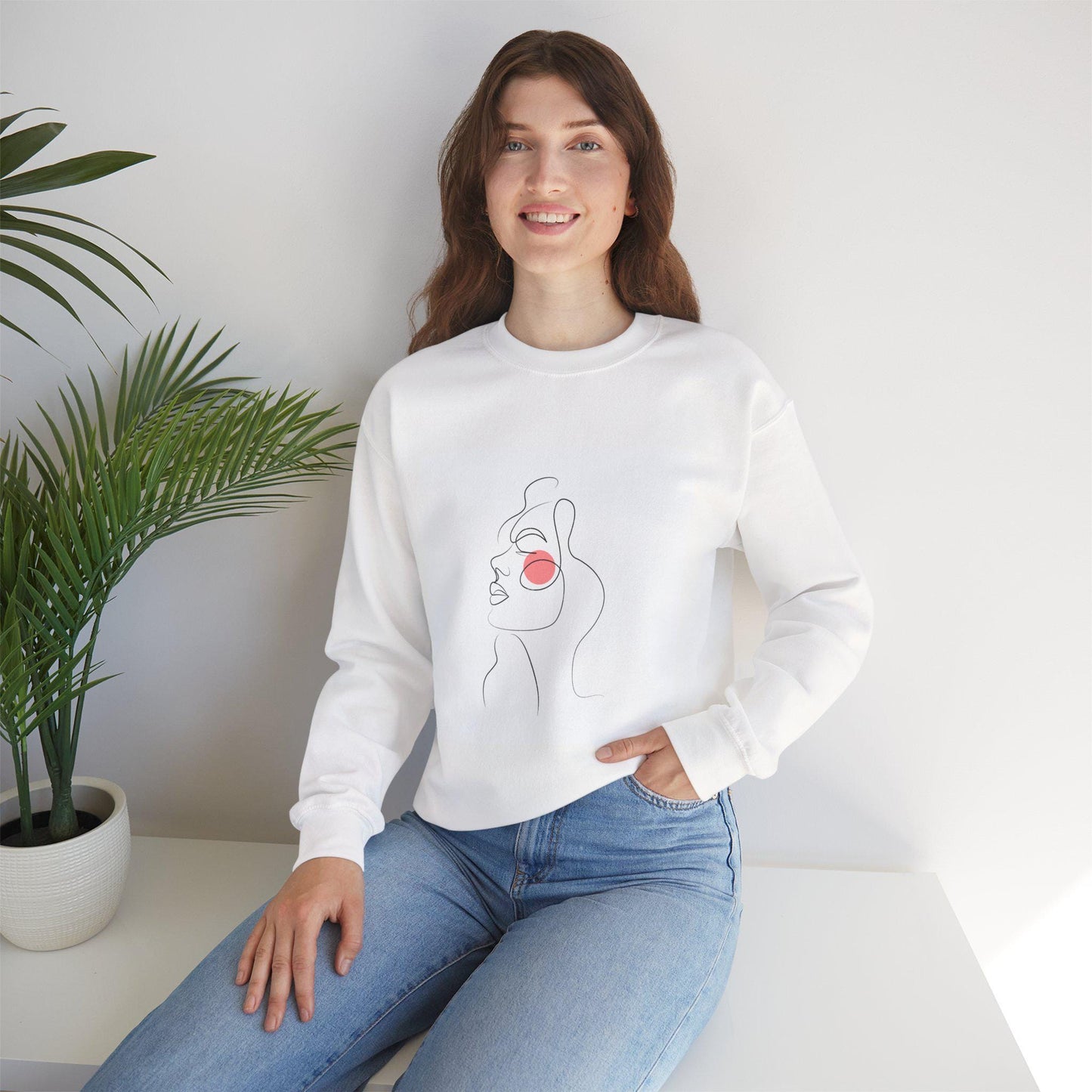 Chic Minimalist Crewneck Sweatshirt, Stylish Sweatshirt, Cozy Layering Piece, Art-Inspired Apparel, Gift for Her