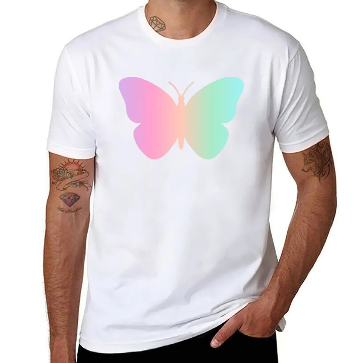 Pastel Butterfly, Butterfly Art, colorful butterfly T-Shirt cotton t shirt man t shirts for man cotton funny T-shirt