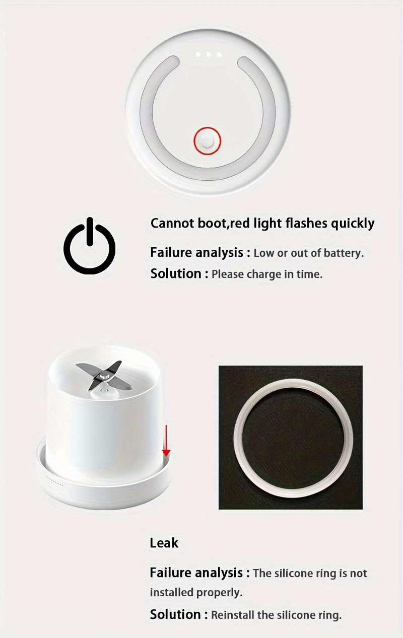 350ML Portable Electric Wireless Mini Fruit Blender Juicer - Perfect for On-the Go!