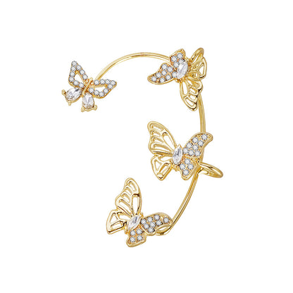 Women'S Elegant Butterfly Ear Cuffs - No-Piercing Ear Hooks, Synthetic Gemstone Accents, Everyday & Formal Jewelry for Parties, Weddings, Everyday Outfits - Non-Piercing Ear Clips for Sensitive Light Beige, Party Accessories,
