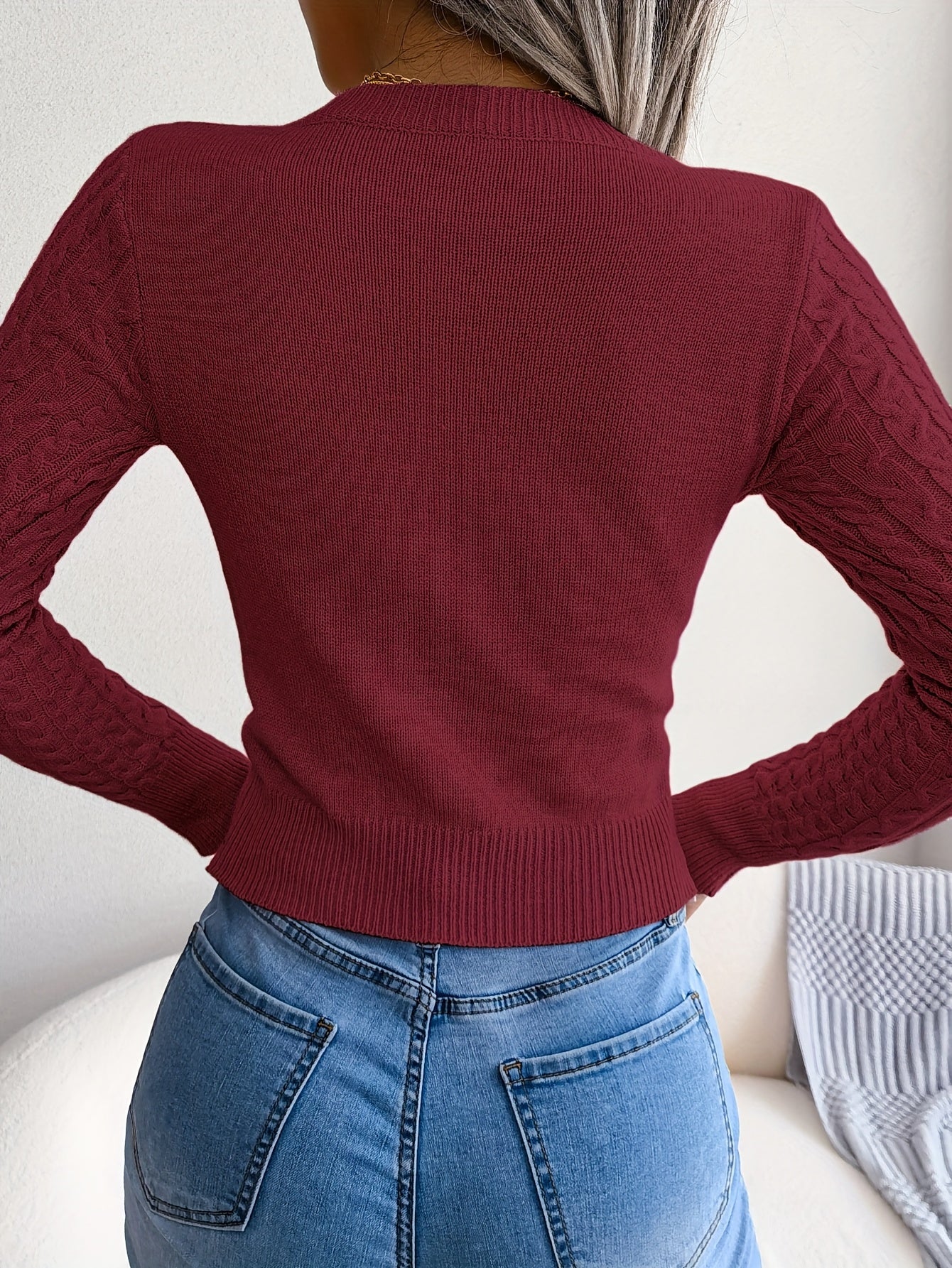 Women'S Long Sleeve Hollow Sweater | High Stretch Fabric, Crew Neck, Sexy Slim Fit, Autumn/Winter