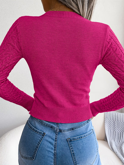 Women'S Long Sleeve Hollow Sweater | High Stretch Fabric, Crew Neck, Sexy Slim Fit, Autumn/Winter