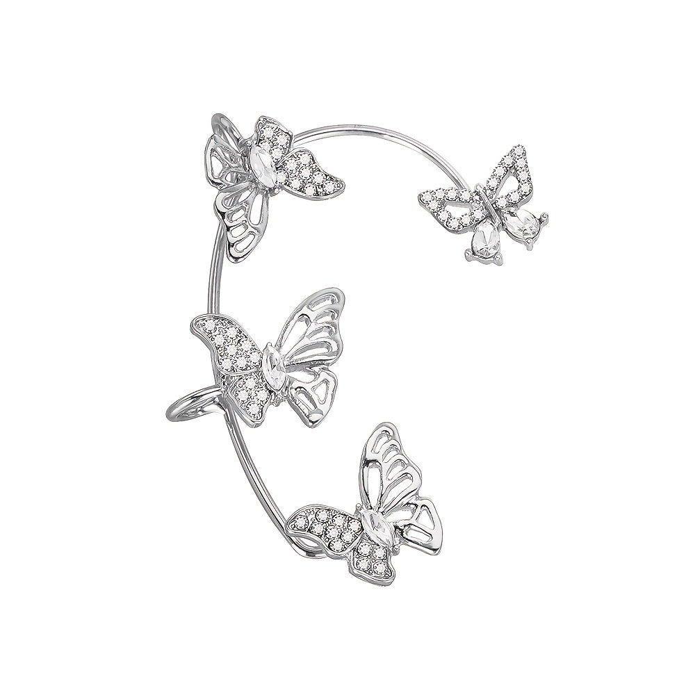 Women'S Elegant Butterfly Ear Cuffs - No-Piercing Ear Hooks, Synthetic Gemstone Accents, Everyday & Formal Jewelry for Parties, Weddings, Everyday Outfits - Non-Piercing Ear Clips for Sensitive Light Beige, Party Accessories,