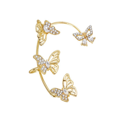 Women'S Elegant Butterfly Ear Cuffs - No-Piercing Ear Hooks, Synthetic Gemstone Accents, Everyday & Formal Jewelry for Parties, Weddings, Everyday Outfits - Non-Piercing Ear Clips for Sensitive Light Beige, Party Accessories,