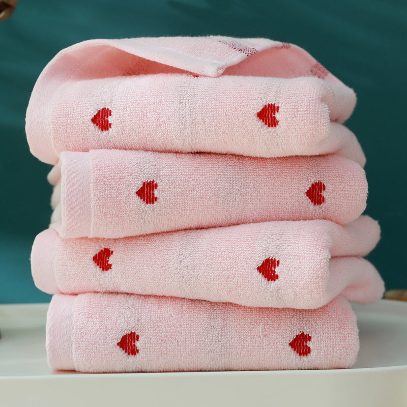 1pc Soft And Absorbent Heart Towel - For Bathing And Washing, Heart Embroidered Hand Towels Perfect For Couples & Lovers, Valentine's Day Gifts, Bathroom Accessories