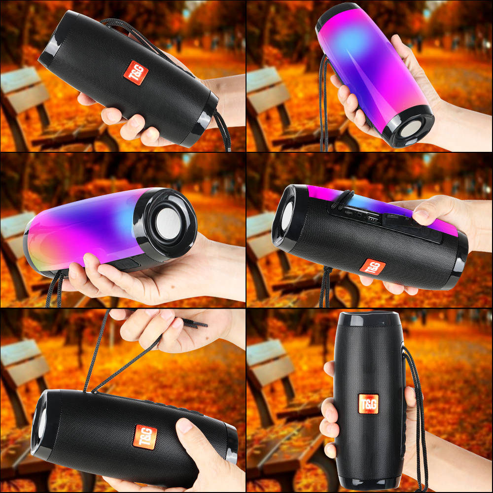 T&G 157 LED Colorful Light Flashing Wireless Wireless Speaker with Subwoofer, 3D Surround Sound, USB Charging, Built-in Microphone, Portable Outdoor Speaker, 5.0 Channel Configuration, Lithium Battery, Non-Waterproof, ≤36V