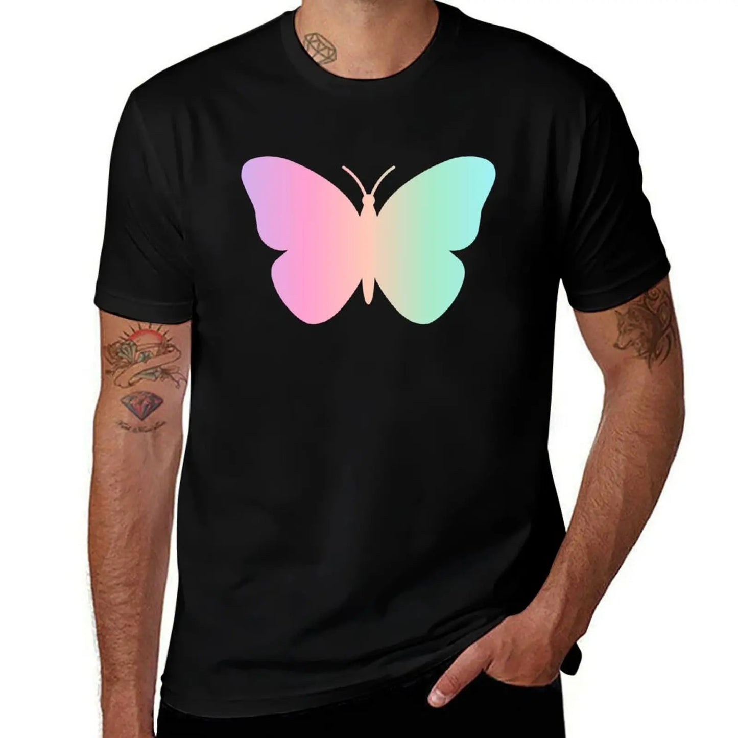 Pastel Butterfly, Butterfly Art, colorful butterfly T-Shirt cotton t shirt man t shirts for man cotton funny T-shirt