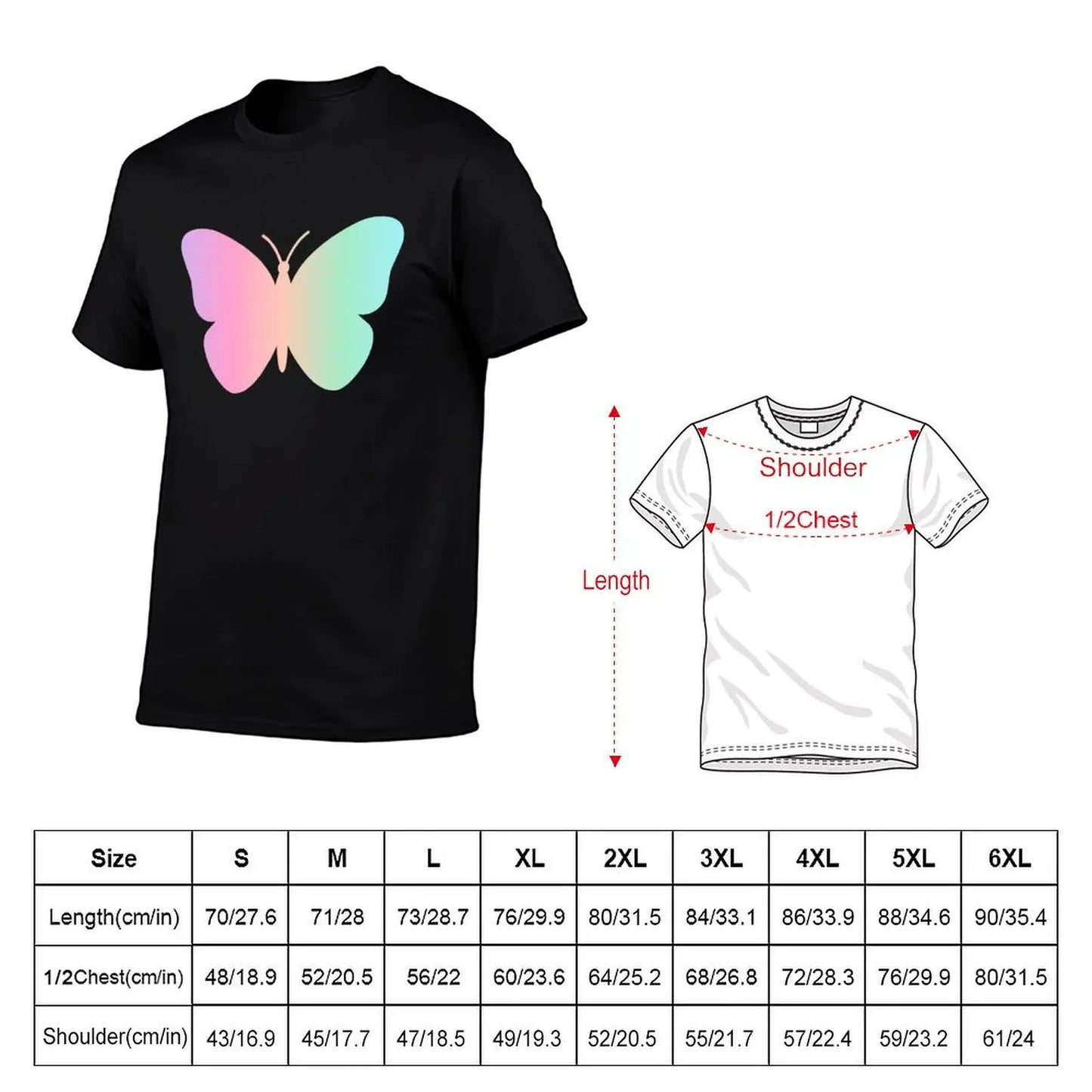 Pastel Butterfly, Butterfly Art, colorful butterfly T-Shirt cotton t shirt man t shirts for man cotton funny T-shirt