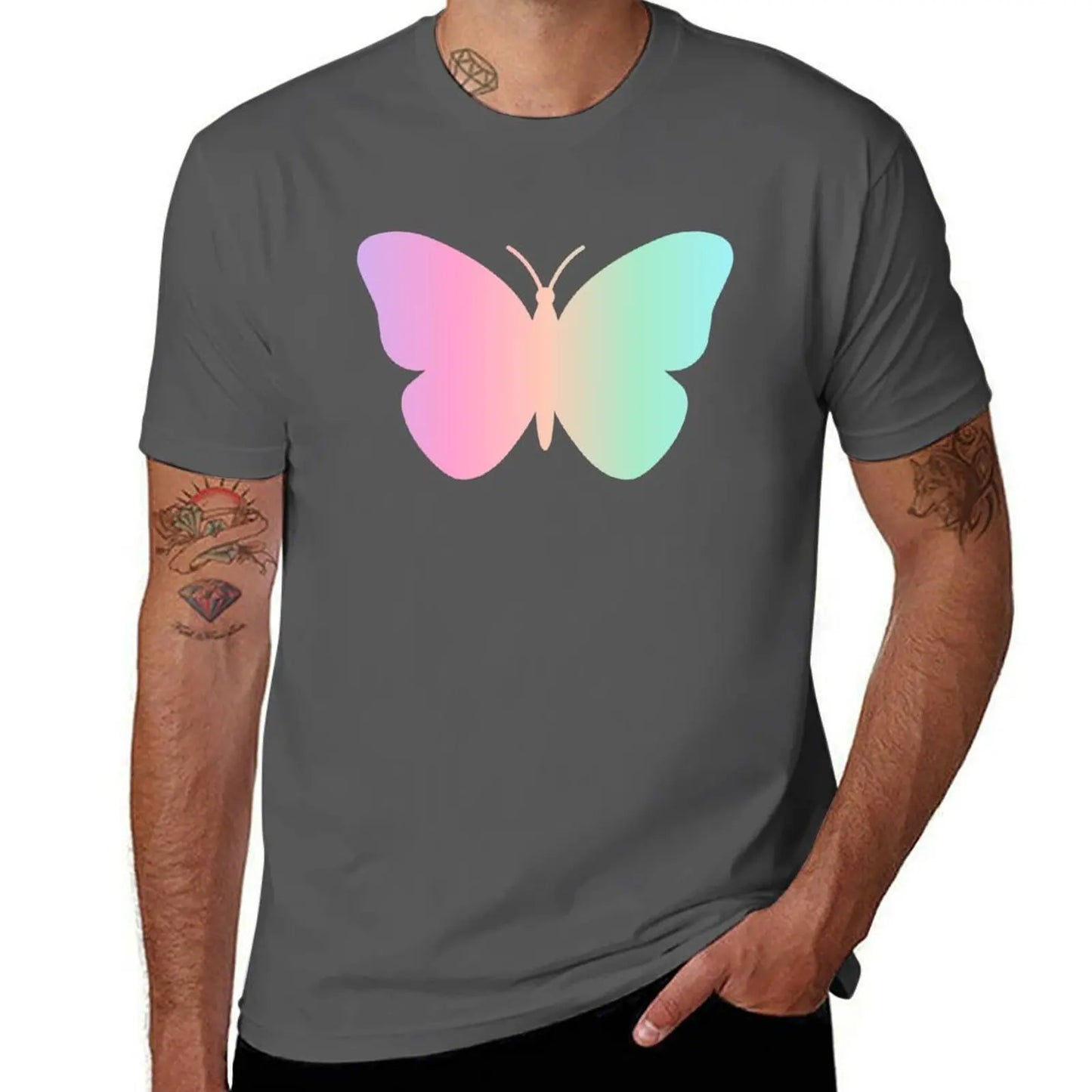 Pastel Butterfly, Butterfly Art, colorful butterfly T-Shirt cotton t shirt man t shirts for man cotton funny T-shirt