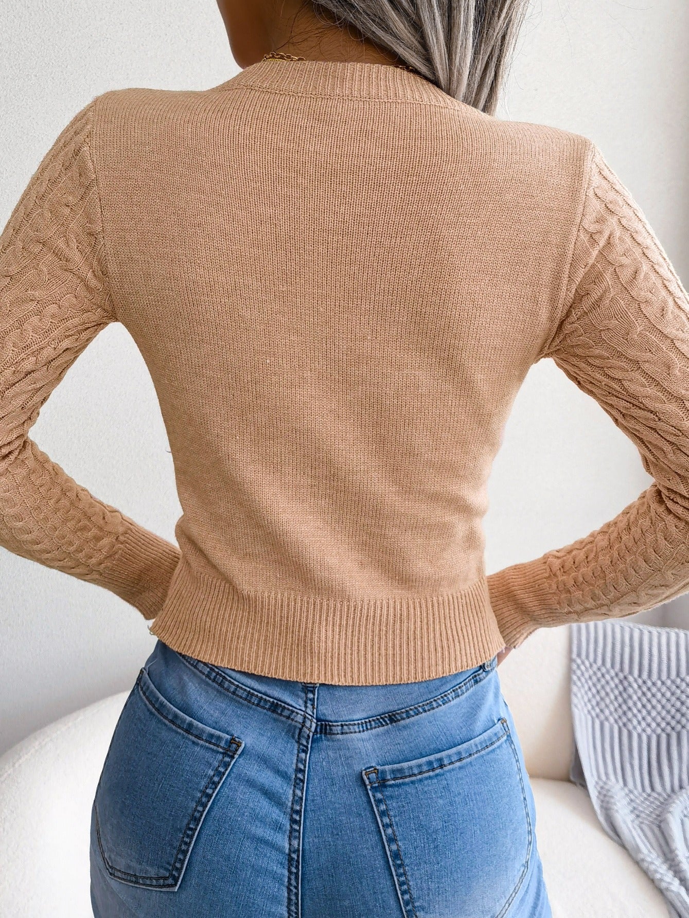 Women'S Long Sleeve Hollow Sweater | High Stretch Fabric, Crew Neck, Sexy Slim Fit, Autumn/Winter