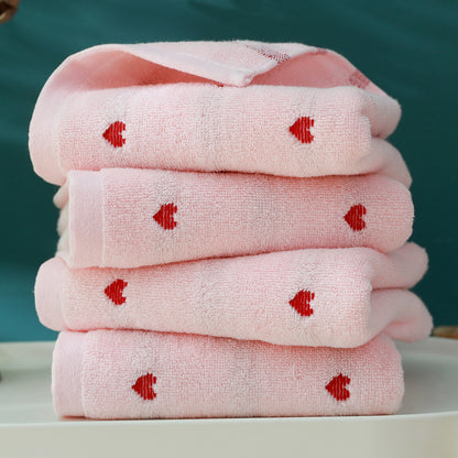 1pc Soft And Absorbent Heart Towel - For Bathing And Washing, Heart Embroidered Hand Towels Perfect For Couples & Lovers, Valentine's Day Gifts, Bathroom Accessories